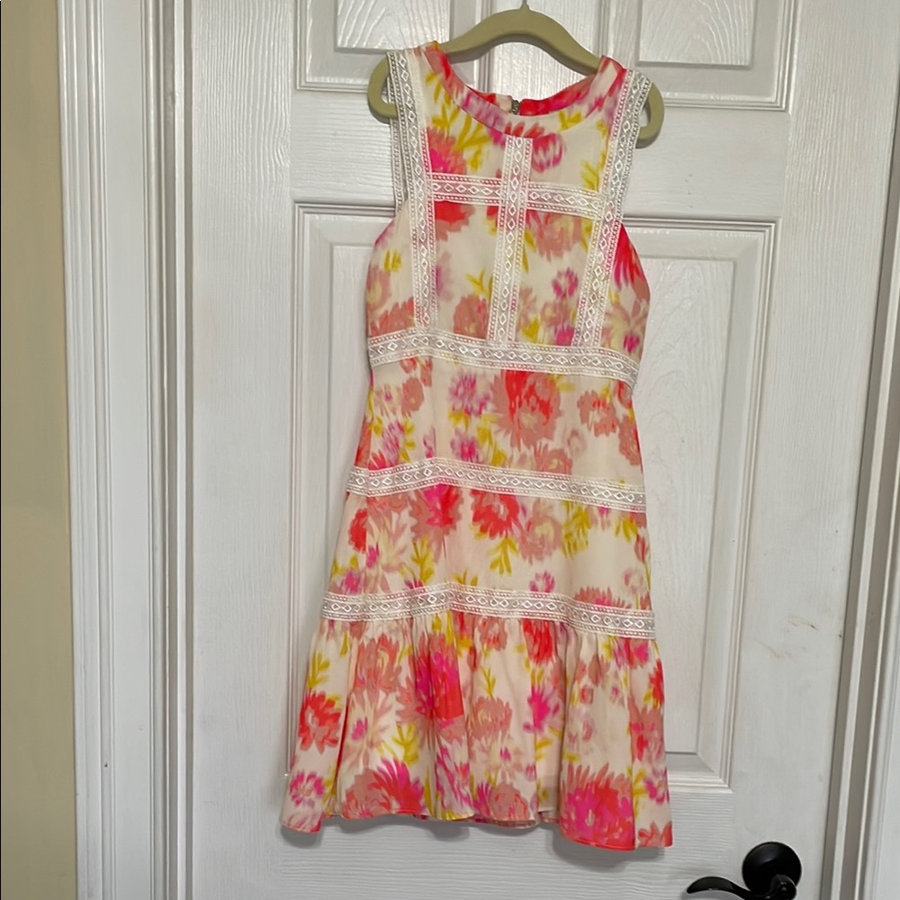 Floral Kids Dress in Pink and Orange